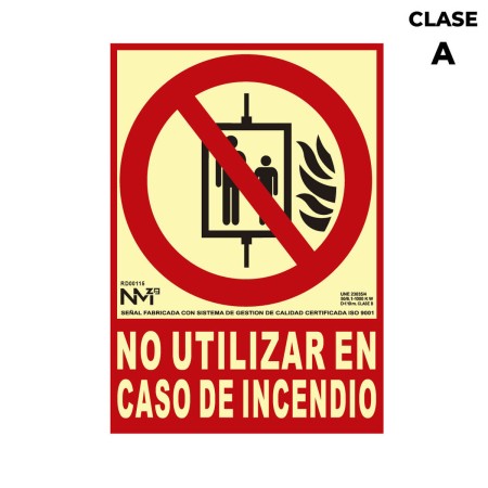 Insegna Normaluz No utilizar en caso de incendio PVC (21 x 30 cm)